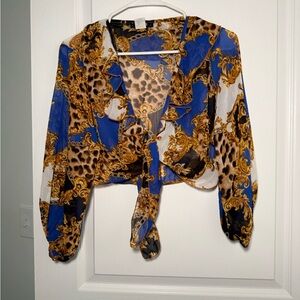 Elegant Blue and Gold Women's Top